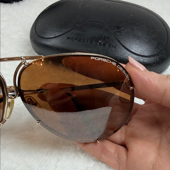 Porsche Design Gold and Brown Aviator Sunglasses main image 4